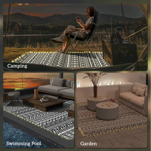 Outsunny Outdoor Rug Carpet with USB Lights Reversible Patio Rug with Carry Bag for Camping 10 ft x 8 ft - product image 8