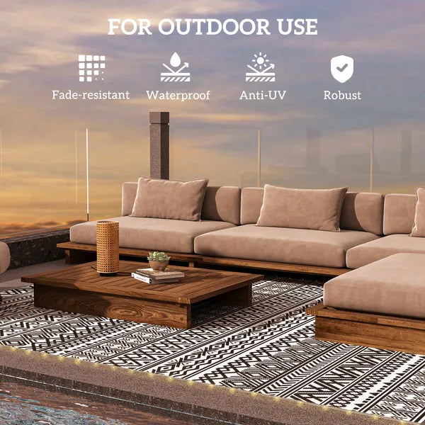 Outsunny Outdoor Rug Carpet with USB Lights Reversible Patio Rug with Carry Bag for Camping 12' x 9' - product image 6