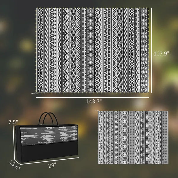 Outsunny Outdoor Rug Carpet with USB Lights Reversible Patio Rug with Carry Bag for Camping 12' x 9' - product image 3