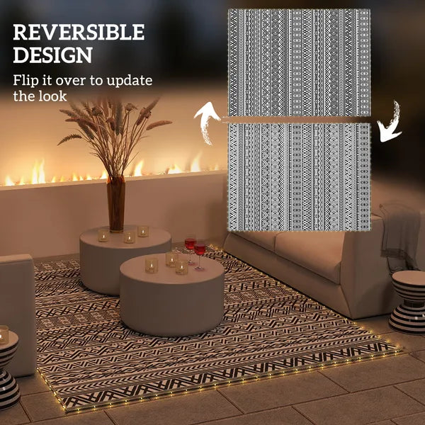 Outsunny Outdoor Rug Carpet with USB Lights Reversible Patio Rug with Carry Bag for Camping 12' x 9' - product image 5