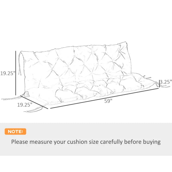 Outsunny Outdoor Seat Pads 3 Seater Bench Swing Chair Replacement Cushions Backrest Black - product image 3