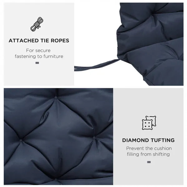 Outsunny Outdoor Seat Pads 3 Seater Bench Swing Chair Replacement Cushions Backrest Dark Blue - product image 7