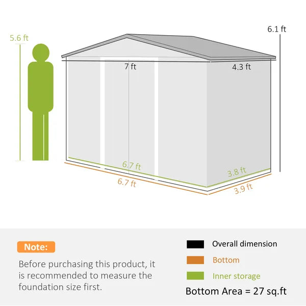 Outdoor Shed 7 x 4 Brown Garden Storage Organizer with Vents Sliding Doors for Patio Lawn - product image 3