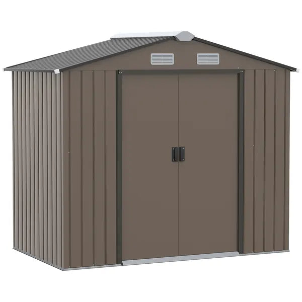Outdoor Shed 7 x 4 Brown Garden Storage Organizer with Vents Sliding Doors for Patio Lawn - product image 11