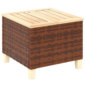 Outsunny Outdoor Side Table with PE Rattan, Patio End Table with Natural Fir Wood Tabletop and Legs - product image 1