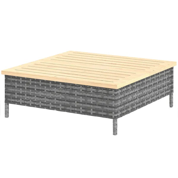 Outsunny Outdoor Side Table with PE Rattan, Patio End Table with Natural Fir Wood Top, Weather Resistant Accent Table for Patio Pool Porch, Gray - product image 11