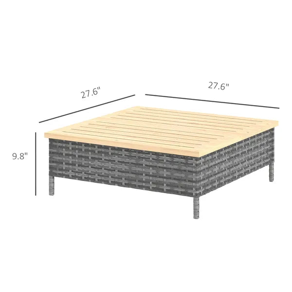 Outsunny Outdoor Side Table with PE Rattan, Patio End Table with Natural Fir Wood Top, Weather Resistant Accent Table for Patio Pool Porch, Gray - product image 3