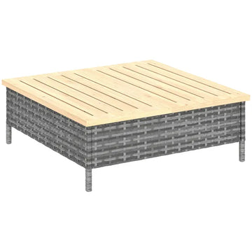 Outsunny Outdoor Side Table with PE Rattan, Patio End Table with Natural Fir Wood Top, Weather Resistant Accent Table for Patio Pool Porch, Gray - product image 1