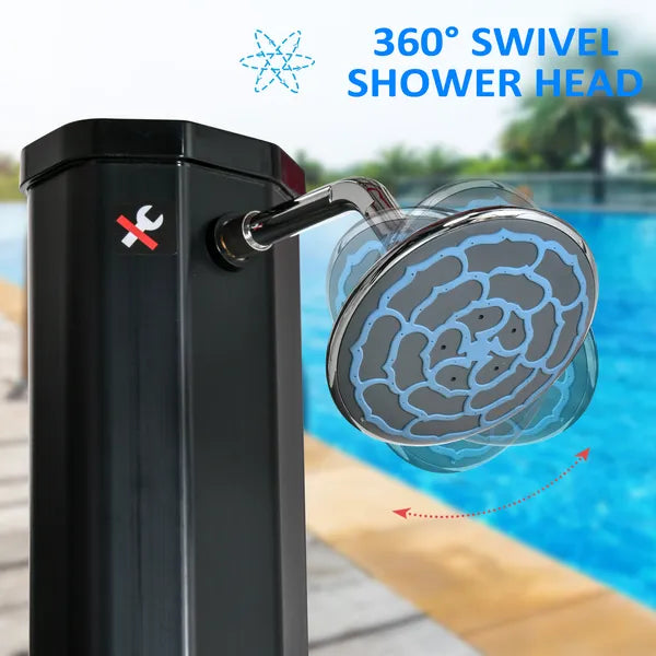 Outdoor Solar Heated Shower 9.2 Gallon with Rotating Head Black for Pool Patio - product image 6