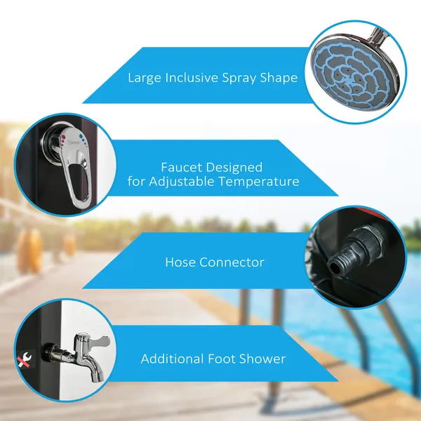 Outdoor Solar Heated Shower 9.2 Gallon with Rotating Head Black for Pool Patio - product image 5