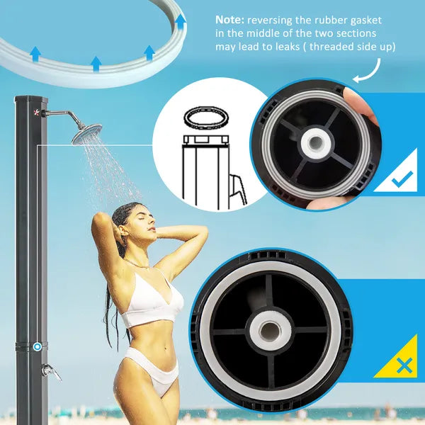 Outdoor Solar Heated Shower 9.2 Gallon with Rotating Head Black for Pool Patio - product image 8