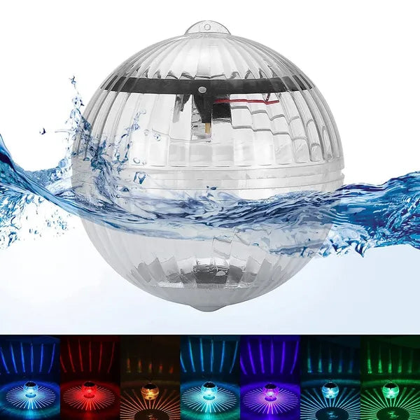 Solar Floating RGB LED Pond Pool Light with Color Changing Rotation - product view 3