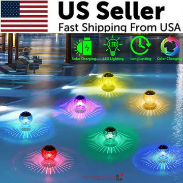 Solar Floating RGB LED Pond Pool Light with Color Changing Rotation