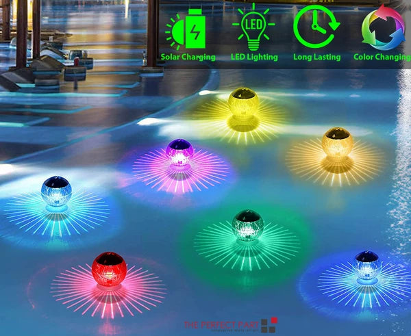 Solar Floating RGB LED Pond Pool Light with Color Changing Rotation - product view 6