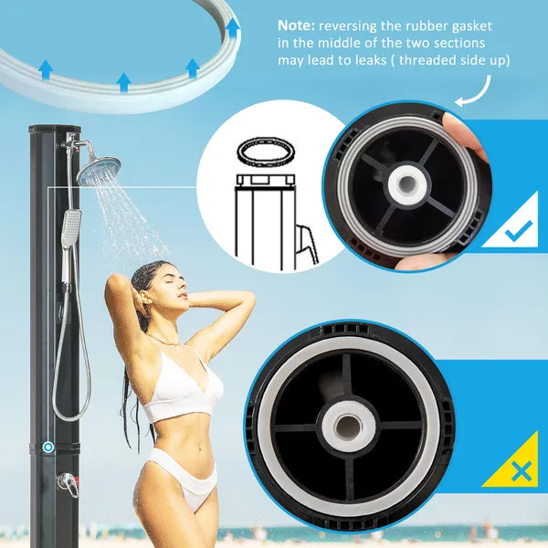 Outsunny 9.2 Gallon Outdoor Solar Shower with Rainfall and Handheld Spray Black - product image 8