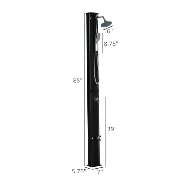 Outsunny 9.2 Gallon Outdoor Solar Shower with Rainfall and Handheld Spray Black - product image 3