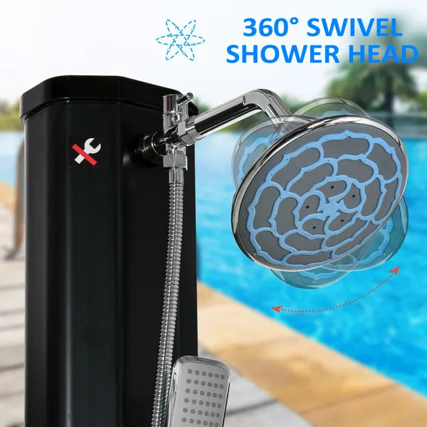 Outsunny 9.2 Gallon Outdoor Solar Shower with Rainfall and Handheld Spray Black - product image 6