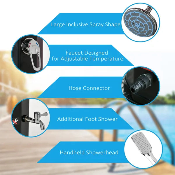Outsunny 9.2 Gallon Outdoor Solar Shower with Rainfall and Handheld Spray Black - product image 5