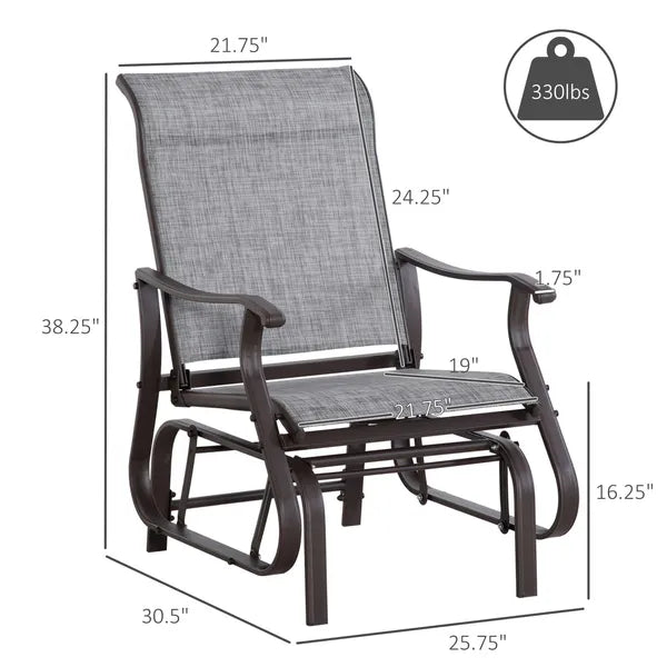 Outsunny Outdoor Swing Glider Chair, Patio Mesh Rocking Chair with Steel Frame, Grey, for Backyard, Garden, and Porch - product image 3
