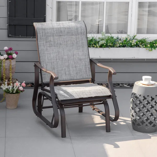 Outsunny Outdoor Swing Glider Chair, Patio Mesh Rocking Chair with Steel Frame, Grey, for Backyard, Garden, and Porch - product image 10