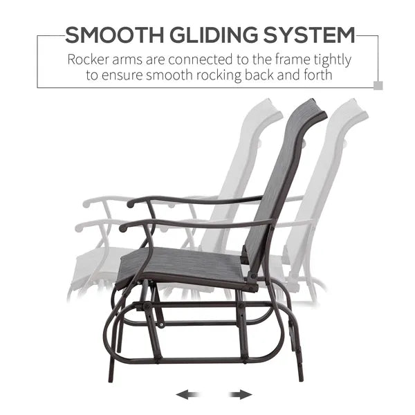 Outsunny Outdoor Swing Glider Chair, Patio Mesh Rocking Chair with Steel Frame, Grey, for Backyard, Garden, and Porch - product image 4