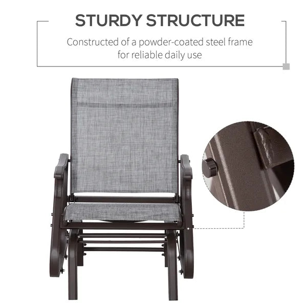 Outsunny Outdoor Swing Glider Chair, Patio Mesh Rocking Chair with Steel Frame, Grey, for Backyard, Garden, and Porch - product image 6
