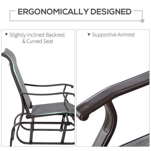Outsunny Outdoor Swing Glider Chair, Patio Mesh Rocking Chair with Steel Frame, Grey, for Backyard, Garden, and Porch - product image 7