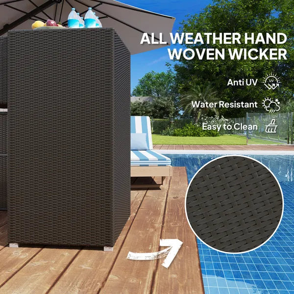 Outsunny Outdoor Towel Rack for Pool with Drawer and Cabinet, Dark Brown - product image 5