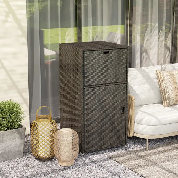 Outsunny Outdoor Towel Rack for Pool with Drawer and Cabinet, Dark Brown - product image 8