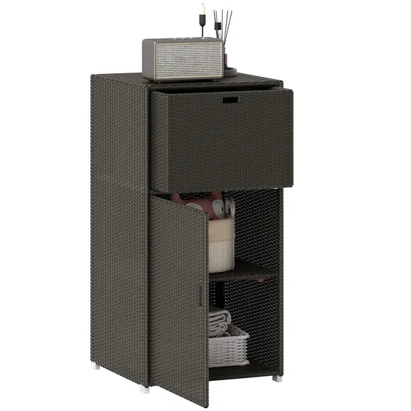 Outsunny Outdoor Towel Rack for Pool with Drawer and Cabinet, Dark Brown - product image 11
