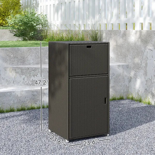 Outsunny Outdoor Towel Rack for Pool with Drawer and Cabinet, Dark Brown - product image 3