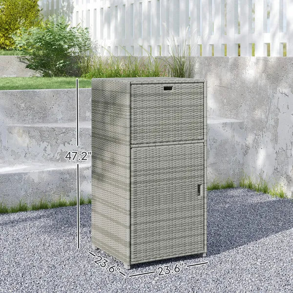 Outsunny Outdoor Towel Rack for Pool with Drawer and Cabinet, Gray - product image 3