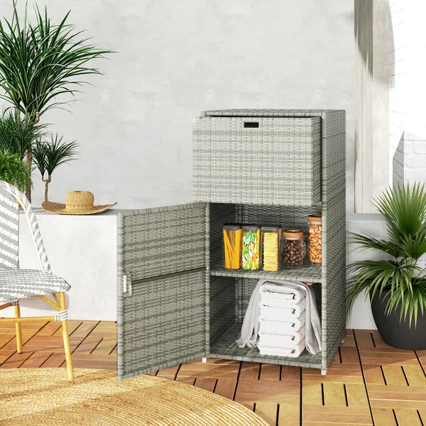 Outsunny Outdoor Towel Rack for Pool with Drawer and Cabinet, Gray - product image 9