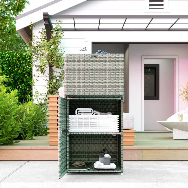 Outsunny Outdoor Towel Rack for Pool with Drawer and Cabinet, Gray - product image 7