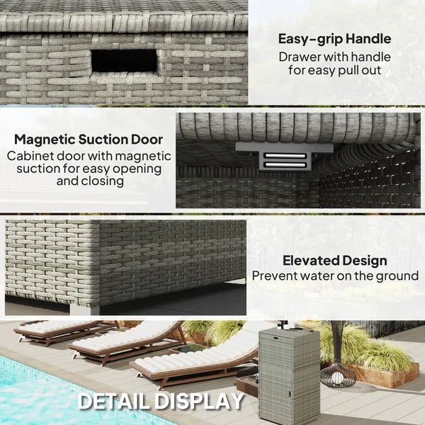 Outsunny Outdoor Towel Rack for Pool with Drawer and Cabinet, Gray - product image 6