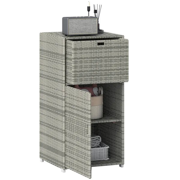 Outsunny Outdoor Towel Rack for Pool with Drawer and Cabinet, Gray - product image 11