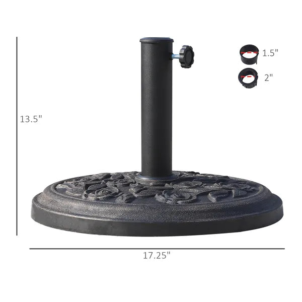 Outsunny Outdoor Umbrella Stand Base 17" 27 lbs, Round, Decorative Pattern, for Dia. 1.5", Dia. 1.89" Pole - Bronze - product image 3