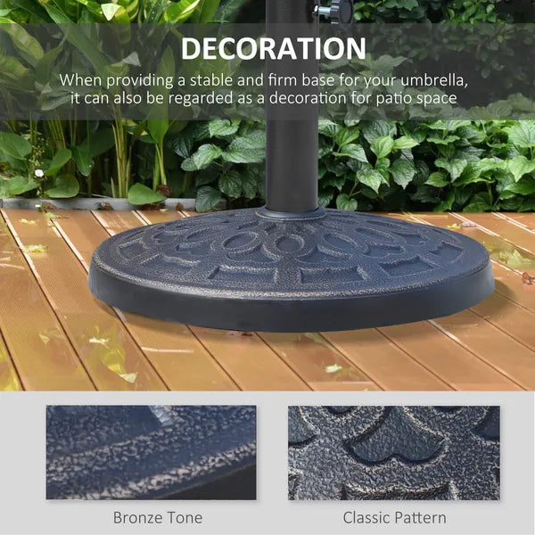 Outsunny Outdoor Umbrella Stand Base 17" 27 lbs, Round, Decorative Pattern, for Dia. 1.5", Dia. 1.89" Pole - Bronze - product image 4