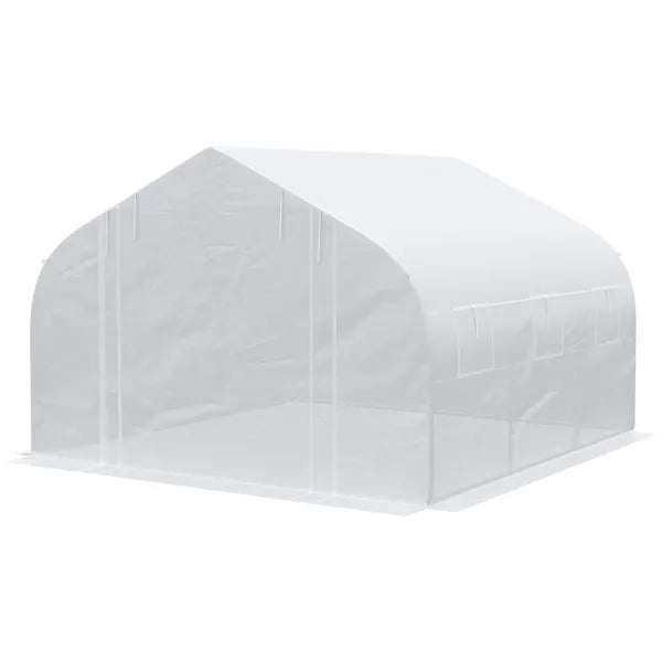 Outsunny Outdoor Walk-In Tunnel Greenhouse 12x10 Ft with Roll-up Windows Zippered Door White PE Cover for Garden - product image 11