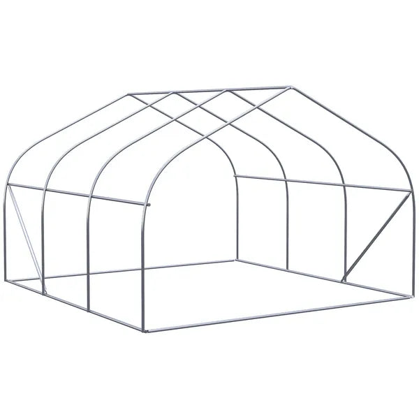 Outsunny Outdoor Walk-In Tunnel Greenhouse 12x10 Ft with Roll-up Windows Zippered Door White PE Cover for Garden - product image 9
