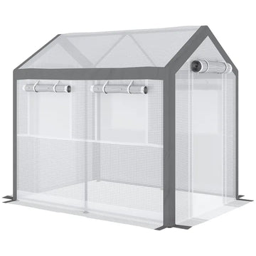 Outsunny Outdoor Walk-In Tunnel Greenhouse with Roll-up Windows, 2 Zippered Doors, and Weather Cover, 8' L x 6' W x 7.4' H - product image 1
