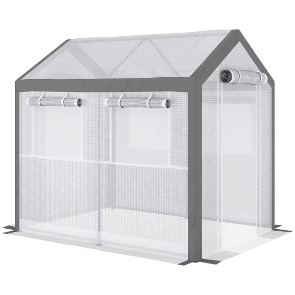 Outsunny Outdoor Walk-In Tunnel Greenhouse with Roll-up Windows, 2 Zippered Doors, and Weather Cover, 8' L x 6' W x 7.4' H - product image 1