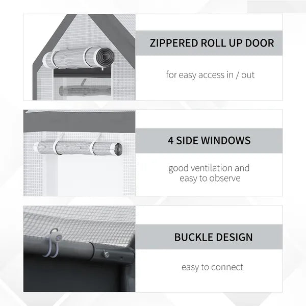 Outsunny Outdoor Walk-In Tunnel Greenhouse with Roll-up Windows, 2 Zippered Doors, and Weather Cover, 8' L x 6' W x 7.4' H - product image 5