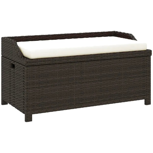 Outsunny Outdoor Wicker Storage Bench with Storage and Cushion, Cream White - product image 12