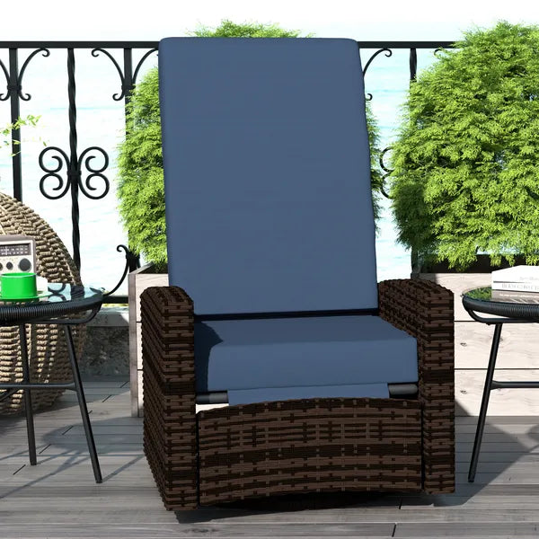 Outsunny Outdoor Wicker Swivel Recliner Chair, Lifting Footrest, 360 Degree Rotating Basic, Water-resistant Cushions, Dark Blue - product image 8
