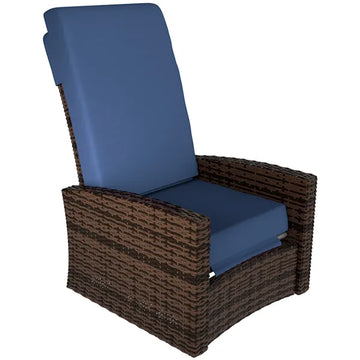 Outsunny Outdoor Wicker Swivel Recliner Chair, Lifting Footrest, 360 Degree Rotating Basic, Water-resistant Cushions, Dark Blue - product image 1