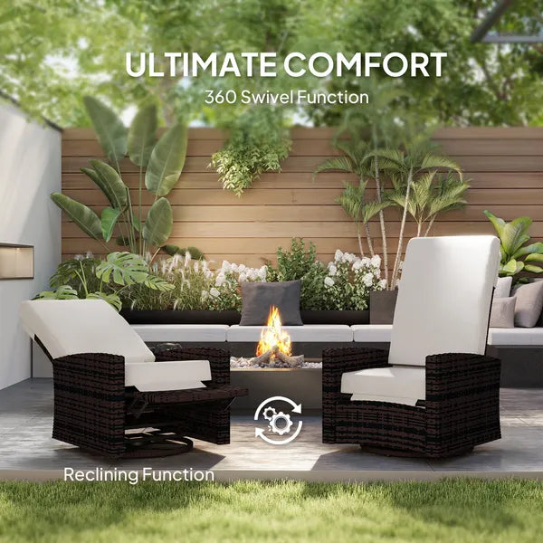 Outdoor Wicker Swivel Recliner Chair, Lifting Footrest, 360 degree Rotating Basic, Water-resistant Cushions, Khaki - product image 5