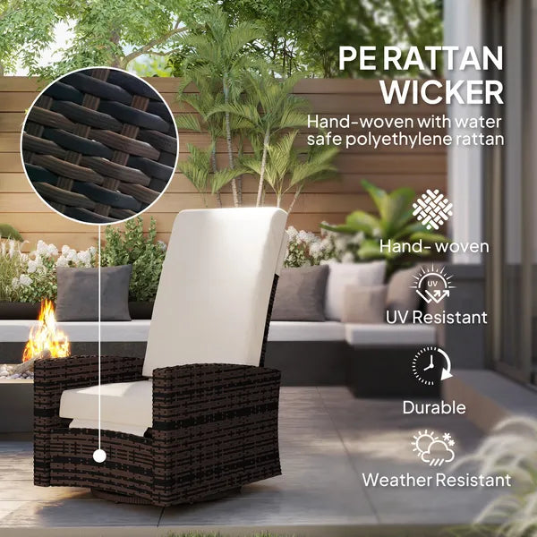 Outdoor Wicker Swivel Recliner Chair, Lifting Footrest, 360 degree Rotating Basic, Water-resistant Cushions, Khaki - product image 4