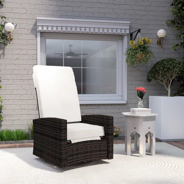 Outdoor Wicker Swivel Recliner Chair, Lifting Footrest, 360 degree Rotating Basic, Water-resistant Cushions, Khaki - product image 10