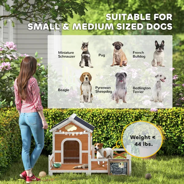 Outdoor Wooden Dog House, Dog Shelter with Large Porch, Weatherproof and Openable Roof, Elevated Base, Removable Floor - product image 8